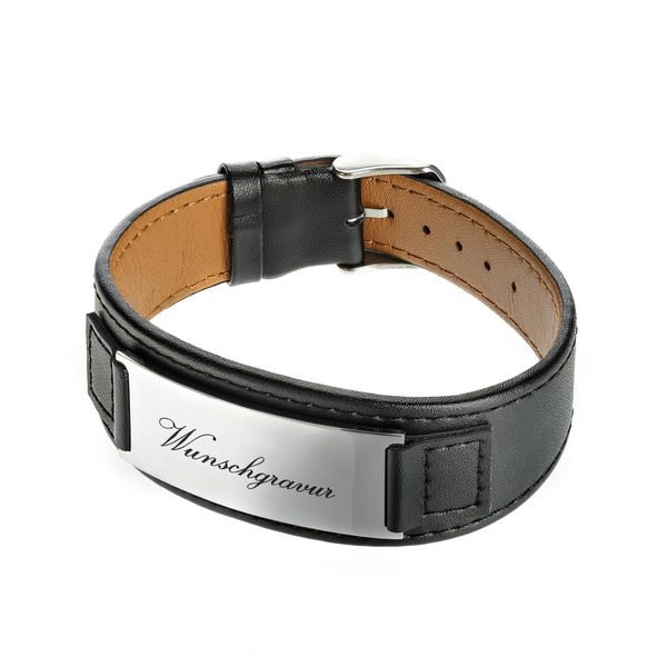 Modisches Lederarmband schwarz mit Geschenketui...