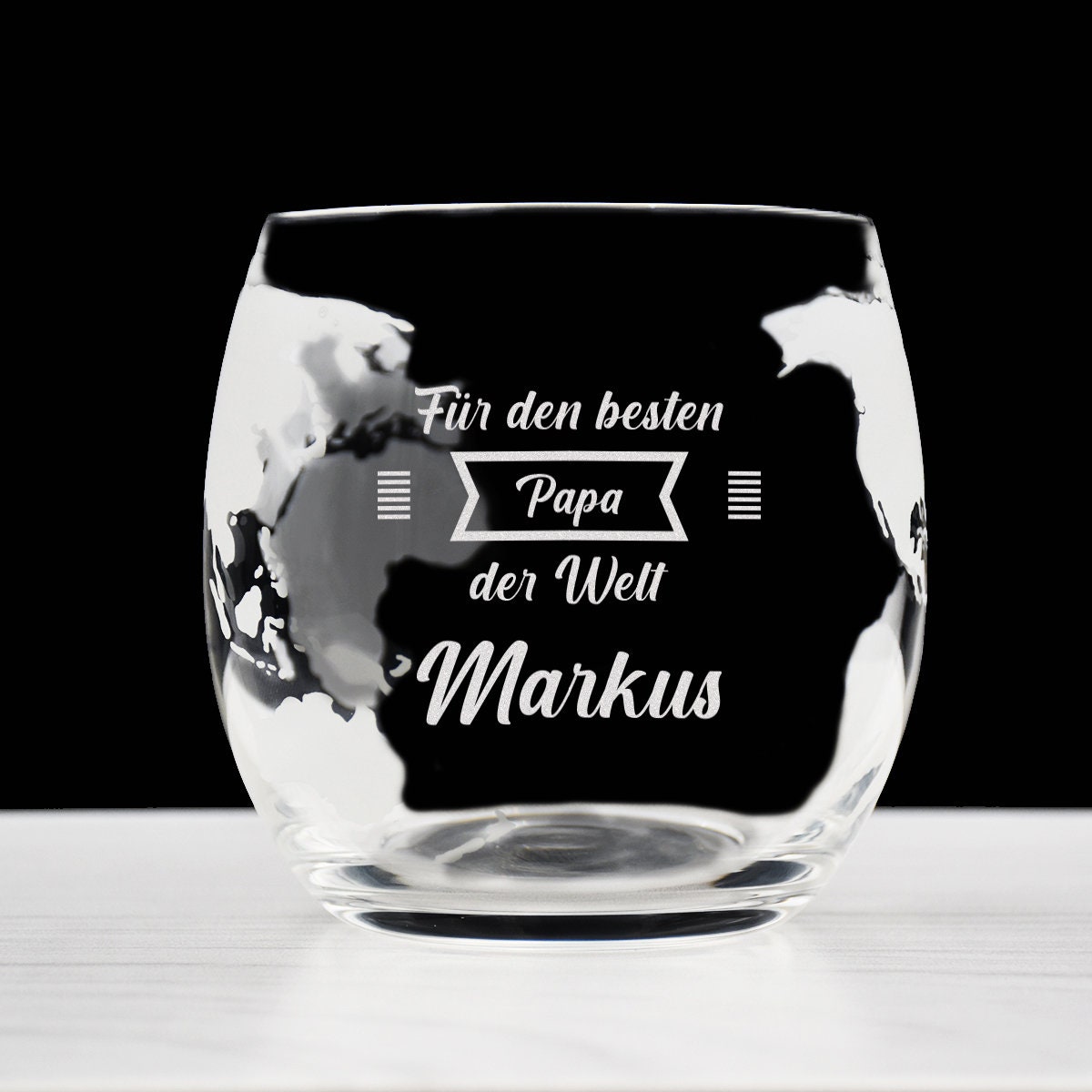 4-delige whiskyset met gravure naar keuze - 1x wereldbol karaf 850 ml, 2x whiskyglas 320 ml, 1x houten dienblad - sprei, whisky, rum - verjaardagscadeau, Kerstmis - motief gewenste tekst