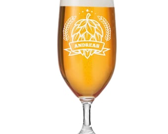 Bierglas Pilstulpe 0,3 Liter mit Gravur - Ideales Männergeschenk - Glas mit Wunschnamen - Geschenk zum Geburtstag & Vatertag