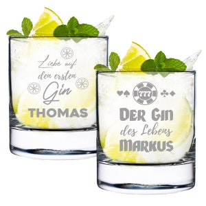 Gin Glas 2er-Set mit personalisierter Wunschgravur - tonic water - Geschenk - Geburtstag - Cocktailgläser- perfekt für Drinks - Set 1