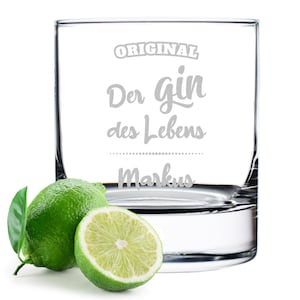 Ginglas wunschgraviert mit Spruch: Der Gin des Lebens