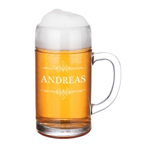 Beer mug Oktoberfest 1000 ml beer mug - beer glass with personalized engraving - for Munich fans - motif ornament