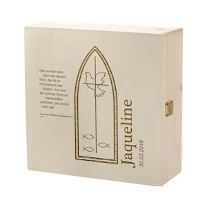 Kramkiste wooden box including engraving motif church window...