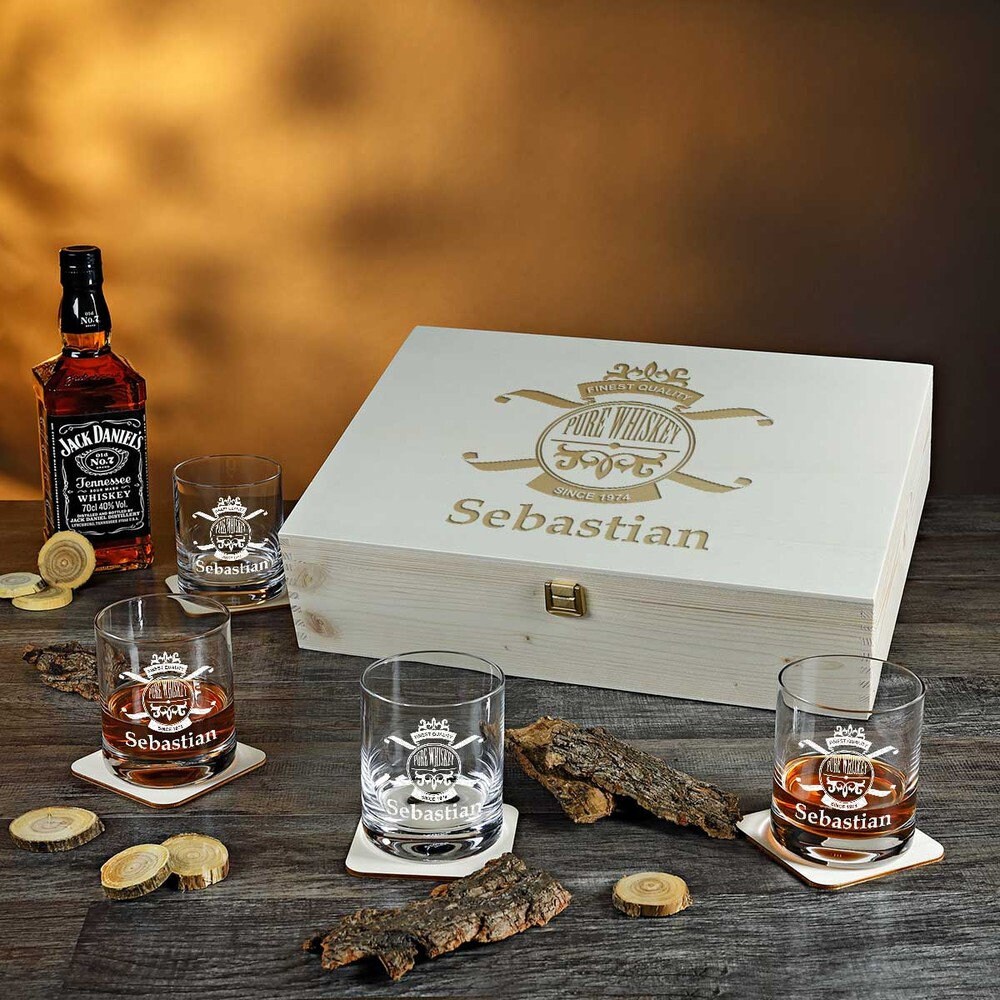 Set Jack Daniels 700ml 2 vasos cristal con logo