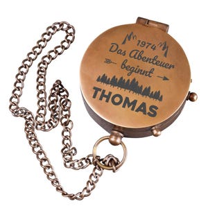 Brass compass made of metal with personalized engraving - gift for family, friends, colleagues and dad - ideal for wading and camping