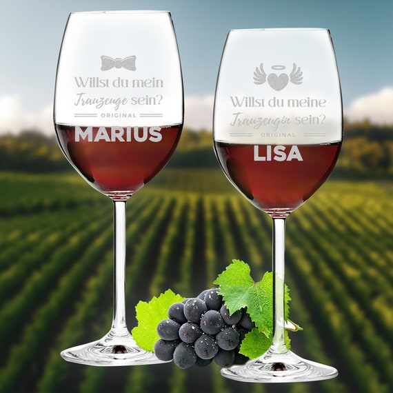 Leonardo Lot De 2 Verres à Vin Avec Motif Souhaité – 460 Ml – Couple, Mariage, Mariage – Anniversaire – Verres à Pied – Motif Du Témoin Et De La Demoiselle D'honneur. - France