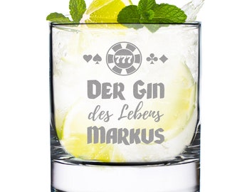 Gin Glas mit personalisierter Wunschgravur - Tonic - Glas für Drinks mit Gravur - perfekt für Genießer - Spruch: Der Gin des Lebens