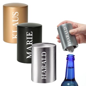Aluminum bottle opener with personalized engraving - in gold, silver, black - cap lifter for beer bottles - gift for men