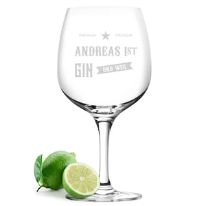 Gin Glas mit personalisierter Wunschgravur - Gin Tonic Water - Sommergetränk - Stielglas - Cocktail - Motiv Du bist Gin und weg
