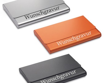 Visitenkartenetui Aluminium in schwarz/orange/s...