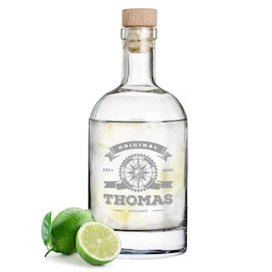 Gin Flasche mit personalisierter Wunschgravur - gin-tonic drinks cocktails - kristallglas - spülmaschinengeeignet - Motiv Original Exclusive