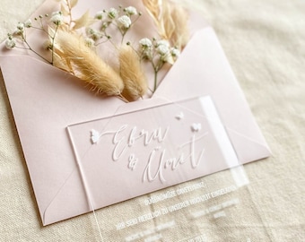 Acrylic invitation card for the wedding "white butterflies"