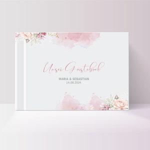 personalisiertes Gästebuch Hochzeit, mit euren Namen & Datum Einleitungsseite, Fragen oder Blankoseiten Rosary Bild 1