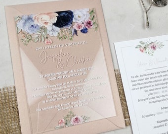 Acrylic invitation card for wedding "lovely viktoria"