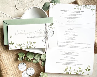 Einladungskarte zur Hochzeit "Greenery Love", Leporello