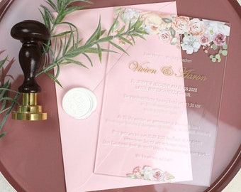 Acrylic invitation card for wedding "blossom"
