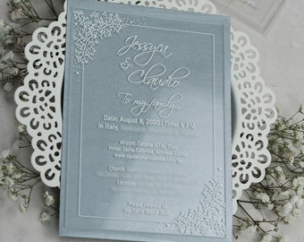 Acrylic invitation card for wedding "white florals"