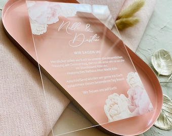 Acrylic wedding invitation card "flowerlove"