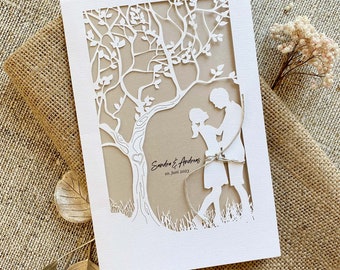 Invitation card for the wedding "Loving couple on the tree"