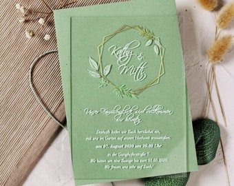 Acrylic invitation card for the wedding "greenery love"