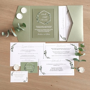 Invitation card pocket folder with acrylic card "Greenery"