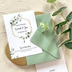 Save the Date card "Natural Greenery" in A6 format, printable on two sides