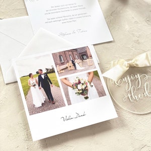 Thank you card for the wedding with a beautiful photo collage Soft Greenery image 1