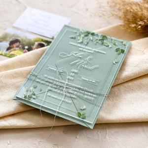 Acrylic invitation card "Greenery love"