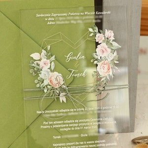 Acrylic Wedding Invitation Card "flowerheart"