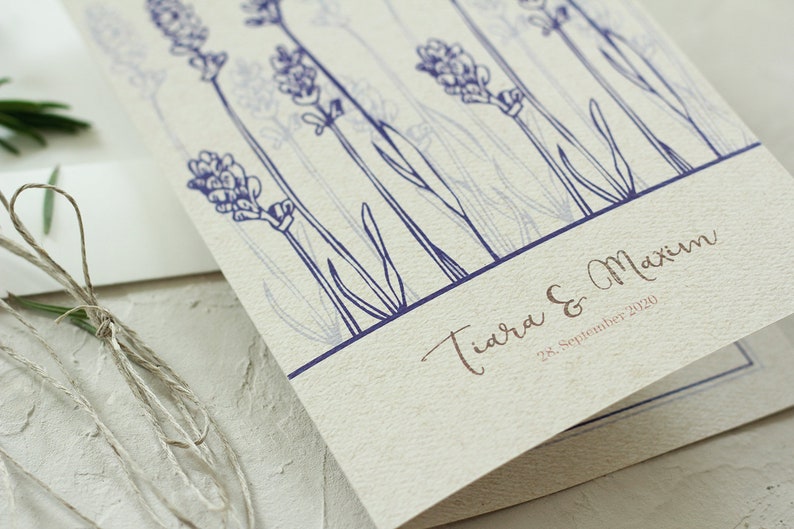 Einladungskarte zur Hochzeit Lavendel nature 画像 3