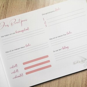 personalisiertes Gästebuch Hochzeit, mit euren Namen & Datum Einleitungsseite, Fragen oder Blankoseiten Rosary Bild 6