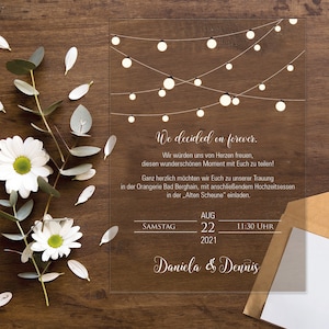 Acrylic wedding invitation card "fairy lights"