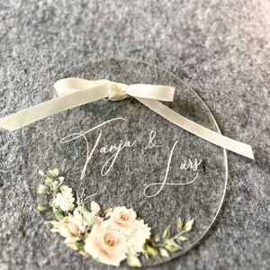 florales Ringkissen Acryl personalisiert Hochzeit Eheringe Bild 2