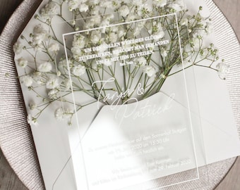 Acrylic Wedding Invitation Card "handwritten letters"