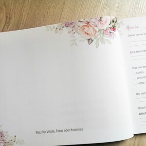 personalisiertes Gästebuch Hochzeit, mit euren Namen & Datum Einleitungsseite, Fragen oder Blankoseiten Rosary Bild 7