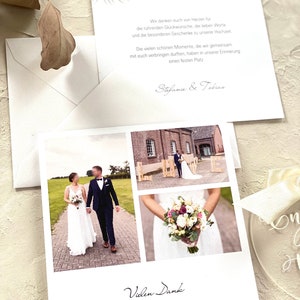 Thank you card for the wedding with a beautiful photo collage Soft Greenery image 3