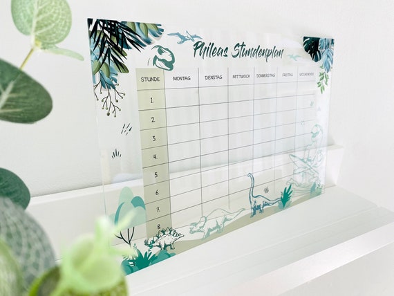 Timetable on acrylic with beautiful motifs, wipeable, personalized