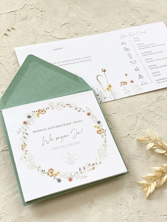 Invitation card for the wedding "Summer Meadow"