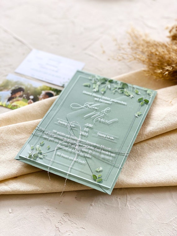 Acrylic invitation card "Greenery love"