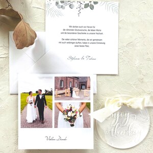 Thank you card for the wedding with a beautiful photo collage Soft Greenery image 2