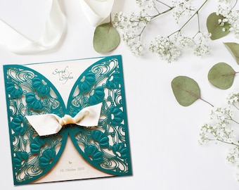 Eye-catcher in turquoise: invitation card for the wedding