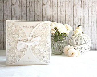 Invitation card for the wedding "White Blossom Meadow"