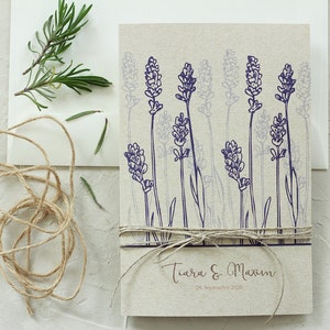 Einladungskarte zur Hochzeit Lavendel nature 画像 2