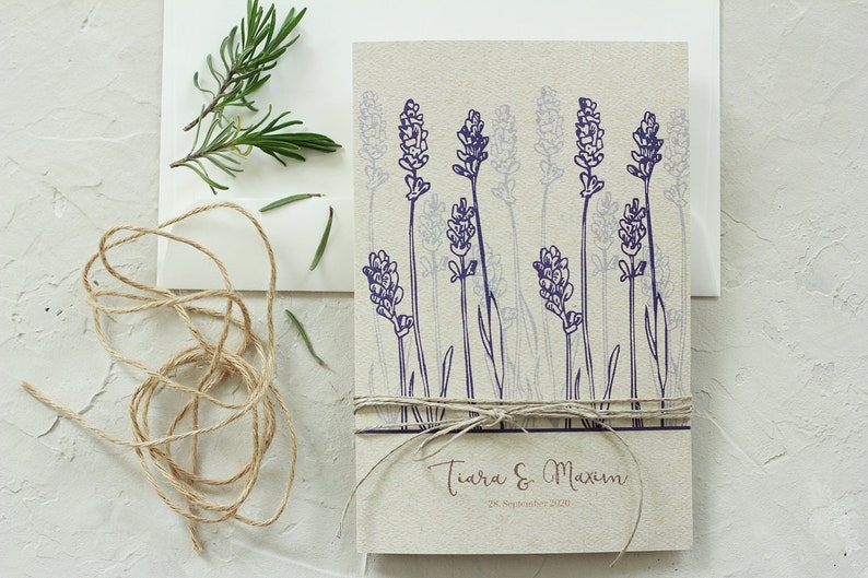 Einladungskarte zur Hochzeit Lavendel nature 画像 2