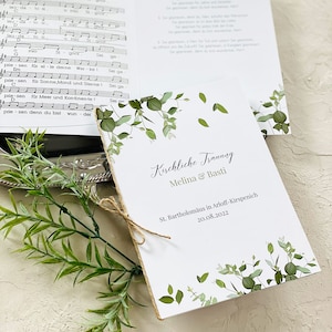 personalized church booklet "Greenery", selectable from 3 different designs