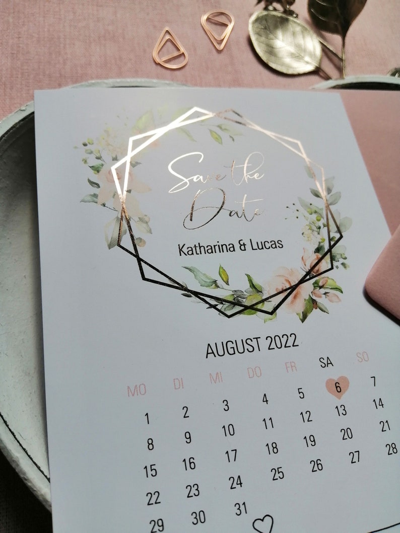 Save the Date Summer Love with rose gold finish image 1