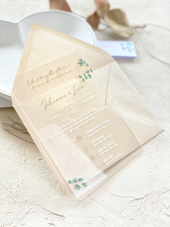 Acrylic Wedding Invitation Card "Eucalyptus Branch"