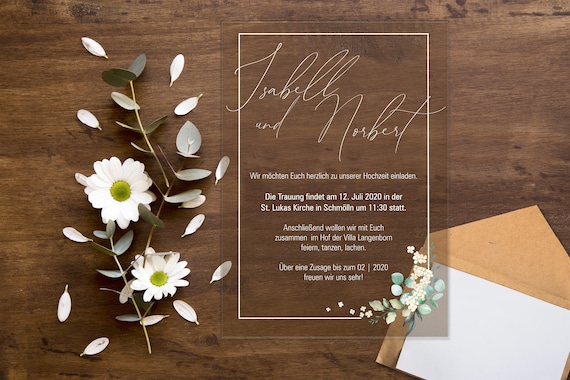 Acrylic wedding invitation card "flowercorner"