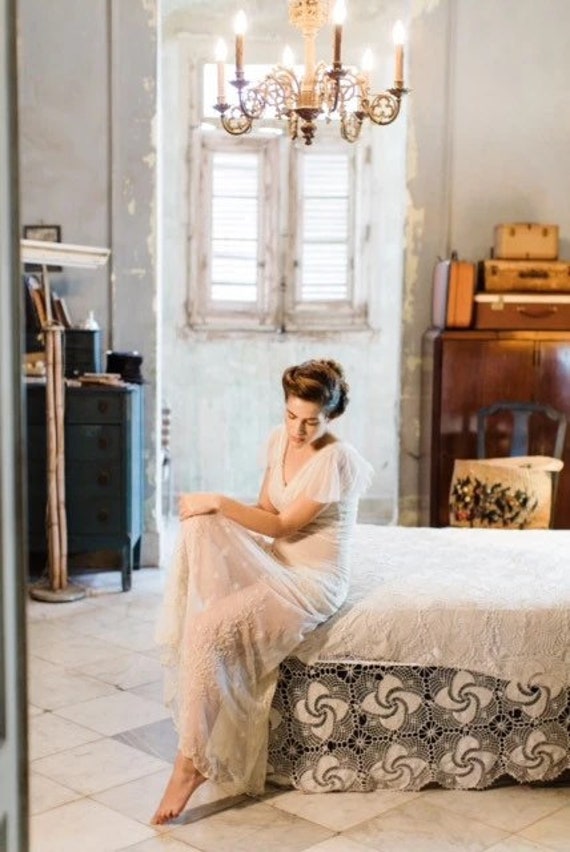 Vintage Embroidered Boudoir Slip Dress