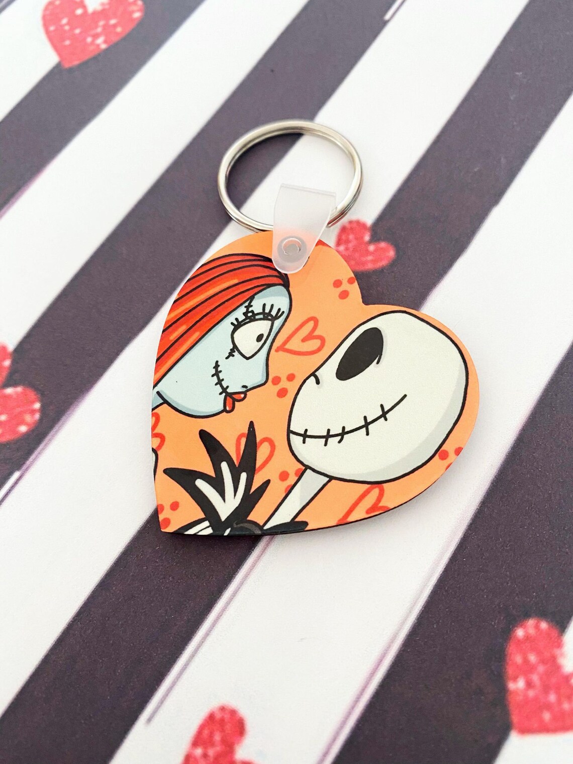 Jack and Sally heart KeychainThe Nightmare Before Christmas Etsy